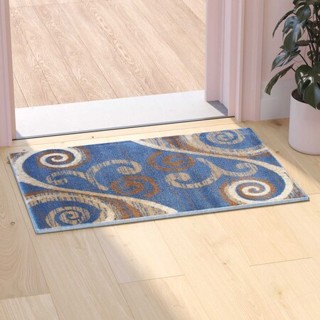 Flash Furniture Blue 2' x 3' Distressed Abstract Area Rug OKR-RG1100-23-BL-GG